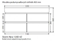 INTEDOOR STORM NEW koupelnová skříňka s dvojumyvadlem PINTO 120 cm, 4 zásuvky Storm New 120D 4Z