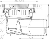 Dvorní vtok HL605.1 třída zatížení M125 (12500 kg), DN 110