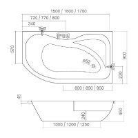 Roltechnik ACTIVA vana 1700x900 mm objem 280 l PRAVÁ 8180000